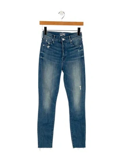 Pre-owned Mother Mid-rise Skinny Leg Jeans In Blue