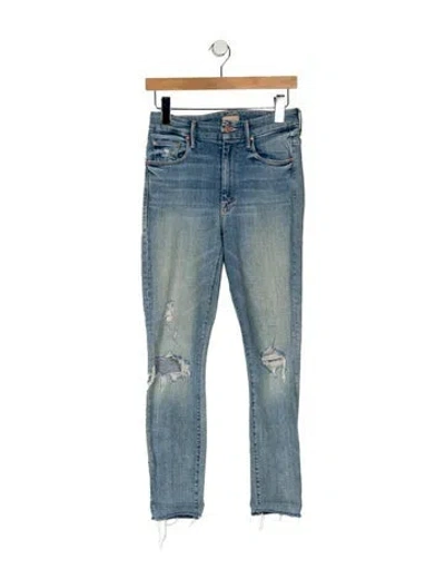 Pre-owned Mother Mid-rise Skinny Leg Jeans In Blue