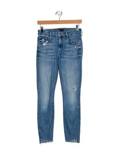 Pre-owned Mother Mid-rise Skinny Leg Jeans In Blue