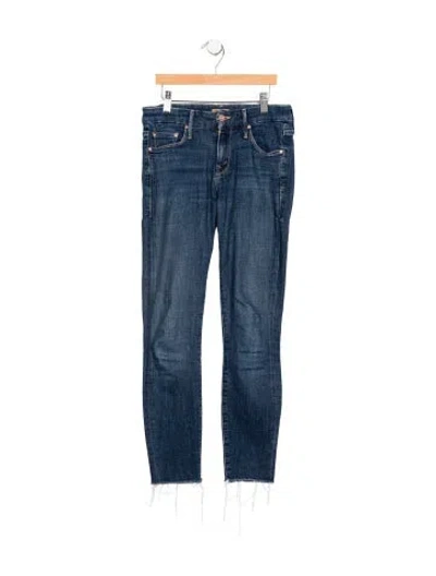 Pre-owned Mother Mid-rise Skinny Leg Jeans In Blue