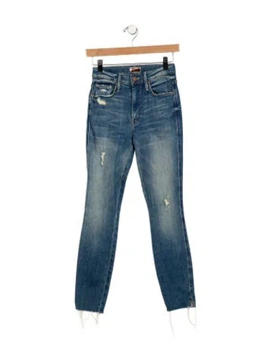Pre-owned Mother Mid-rise Skinny Leg Jeans In Blue