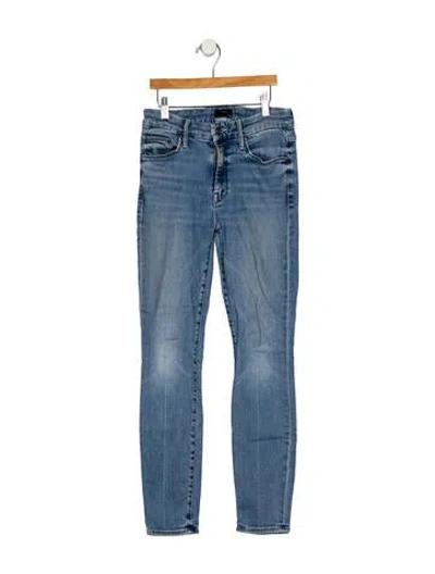 Pre-owned Mother Mid-rise Skinny Leg Jeans In Blue