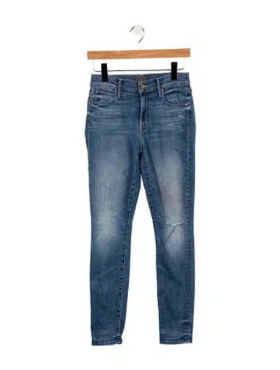 Pre-owned Mother Mid-rise Skinny Leg Jeans In Blue
