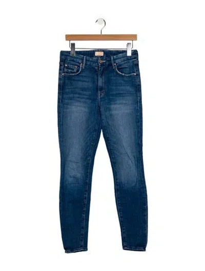 Pre-owned Mother Mid-rise Skinny Leg Jeans In Blue