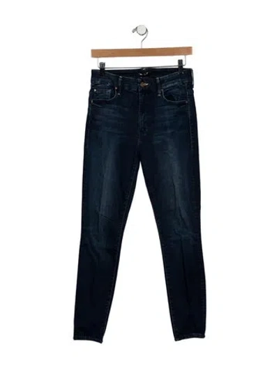 Pre-owned Mother Mid-rise Skinny Leg Jeans In Blue