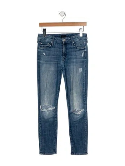 Pre-owned Mother Mid-rise Skinny Leg Jeans In Blue