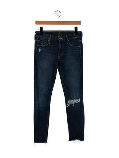 Pre-owned Mother Mid-rise Skinny Leg Jeans In Blue