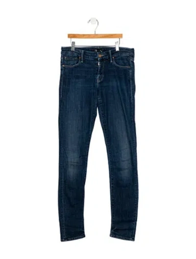 Pre-owned Mother Mid-rise Skinny Leg Jeans In Blue