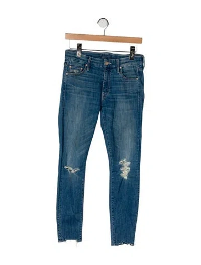 Pre-owned Mother Mid-rise Skinny Leg Jeans In Blue