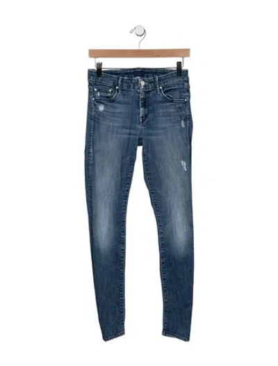 Pre-owned Mother Mid-rise Skinny Leg Jeans In Blue