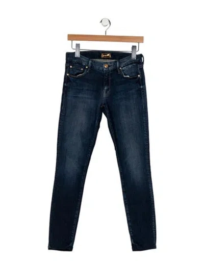 Pre-owned Mother Mid-rise Skinny Leg Jeans In Blue