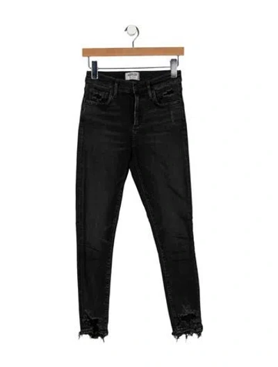 Pre-owned Mother Mid-rise Skinny Leg Jeans In Gray