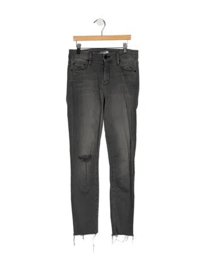Pre-owned Mother Mid-rise Skinny Leg Jeans In Gray