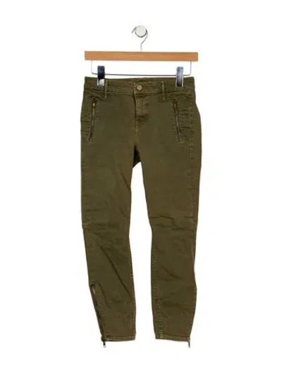 Pre-owned Mother Mid-rise Skinny Leg Jeans In Green