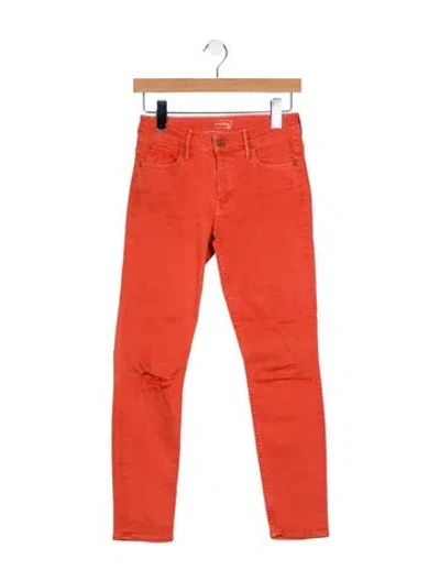 Pre-owned Mother Mid-rise Skinny Leg Jeans In Orange