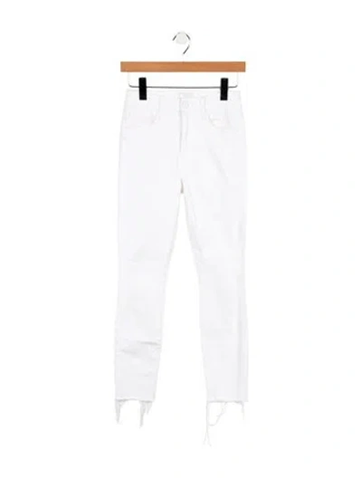 Pre-owned Mother Mid-rise Skinny Leg Jeans In White