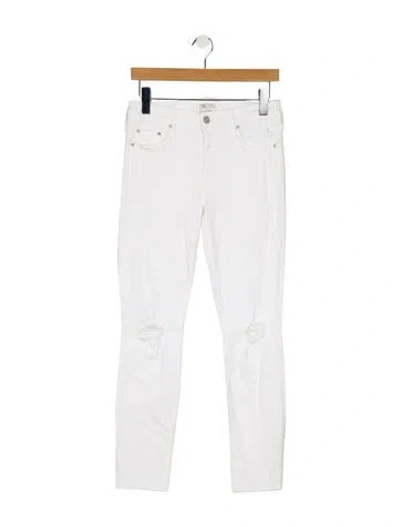 Pre-owned Mother Mid-rise Skinny Leg Jeans In White