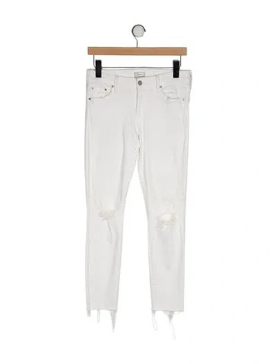 Pre-owned Mother Mid-rise Skinny Leg Jeans In White