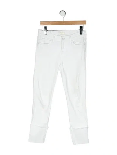 Pre-owned Mother Mid-rise Skinny Leg Jeans In White