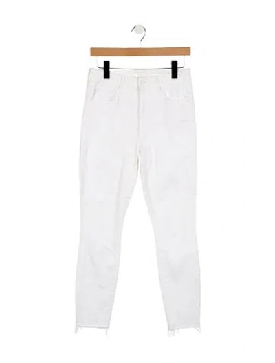 Pre-owned Mother Mid-rise Skinny Leg Jeans In White