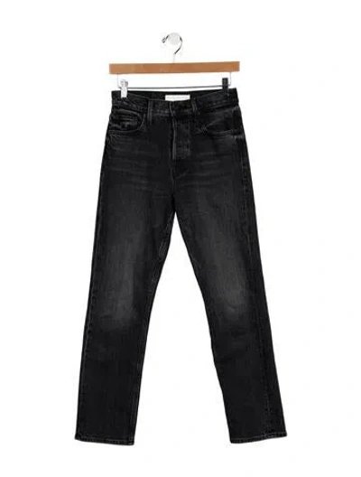 Pre-owned Mother Mid-rise Straight Leg Jeans In Black
