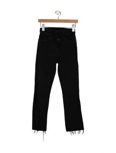 Pre-owned Mother Mid-rise Straight Leg Jeans In Black