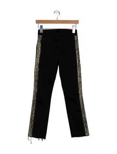 Pre-owned Mother Mid-rise Straight Leg Jeans In Black