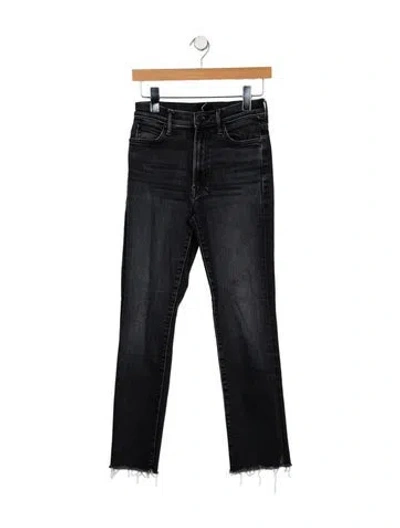 Pre-owned Mother Mid-rise Straight Leg Jeans In Black