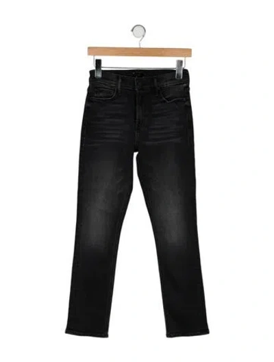 Pre-owned Mother Mid-rise Straight Leg Jeans In Black