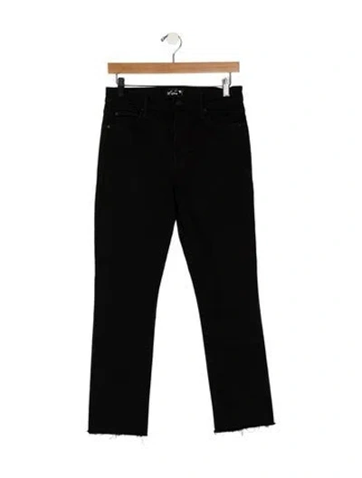 Pre-owned Mother Mid-rise Straight Leg Jeans In Black