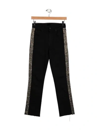 Pre-owned Mother Mid-rise Straight Leg Jeans In Black