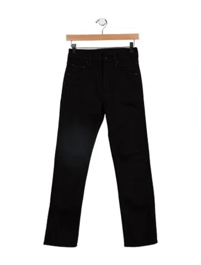 Pre-owned Mother Mid-rise Straight Leg Jeans In Black