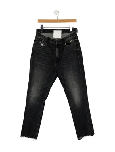 Pre-owned Mother Mid-rise Straight Leg Jeans In Black