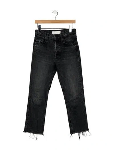 Pre-owned Mother Mid-rise Straight Leg Jeans In Black