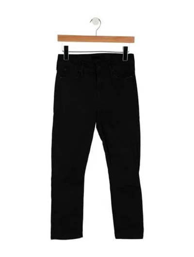 Pre-owned Mother Mid-rise Straight Leg Jeans In Black