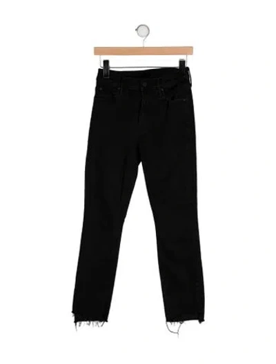 Pre-owned Mother Mid-rise Straight Leg Jeans In Black