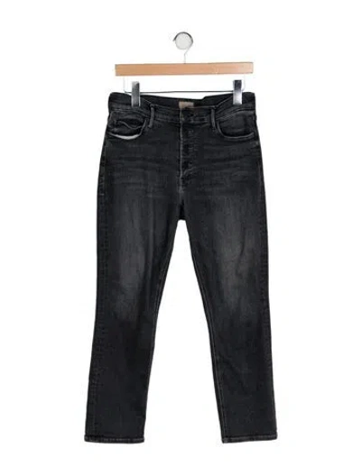 Pre-owned Mother Mid-rise Straight Leg Jeans In Black