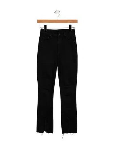 Pre-owned Mother Mid-rise Straight Leg Jeans In Black