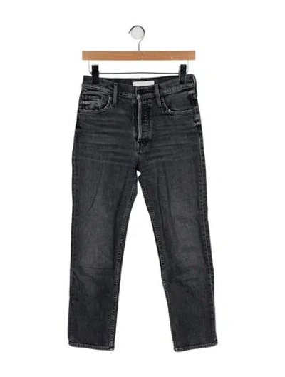Pre-owned Mother Mid-rise Straight Leg Jeans In Black