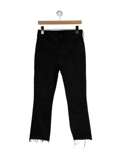 Pre-owned Mother Mid-rise Straight Leg Jeans In Black