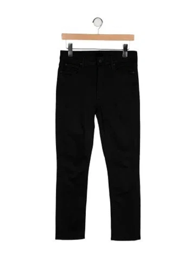 Pre-owned Mother Mid-rise Straight Leg Jeans In Black