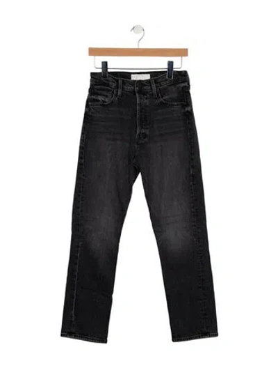 Pre-owned Mother Mid-rise Straight Leg Jeans In Black