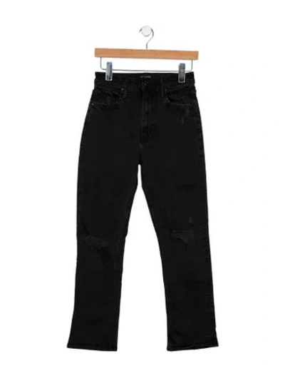 Pre-owned Mother Mid-rise Straight Leg Jeans In Black