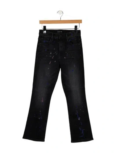 Pre-owned Mother Mid-rise Straight Leg Jeans In Black