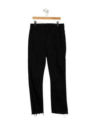 Pre-owned Mother Mid-rise Straight Leg Jeans In Black