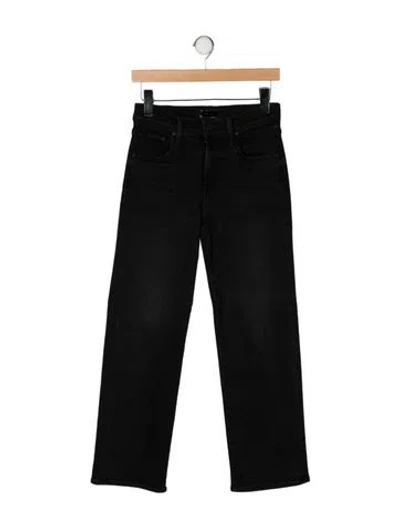 Pre-owned Mother Mid-rise Straight Leg Jeans In Black