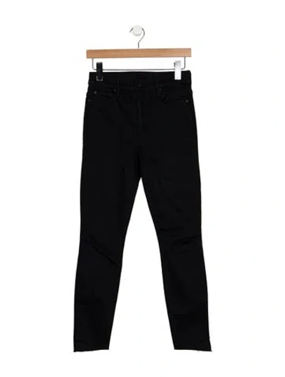 Pre-owned Mother Mid-rise Straight Leg Jeans In Black