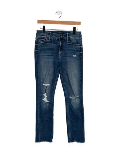 Pre-owned Mother Mid-rise Straight Leg Jeans In Blue