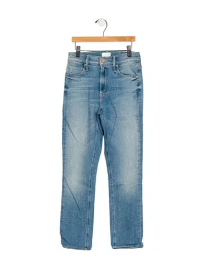 Pre-owned Mother Mid-rise Straight Leg Jeans In Blue