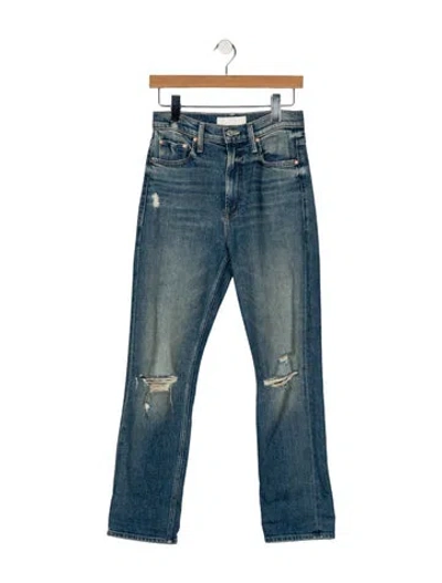 Pre-owned Mother Mid-rise Straight Leg Jeans In Blue
